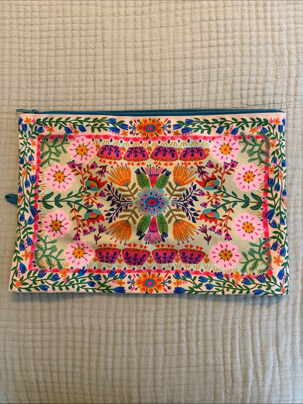NATURAL LIFE Floral Zippered Pouch - Pink Multicolor